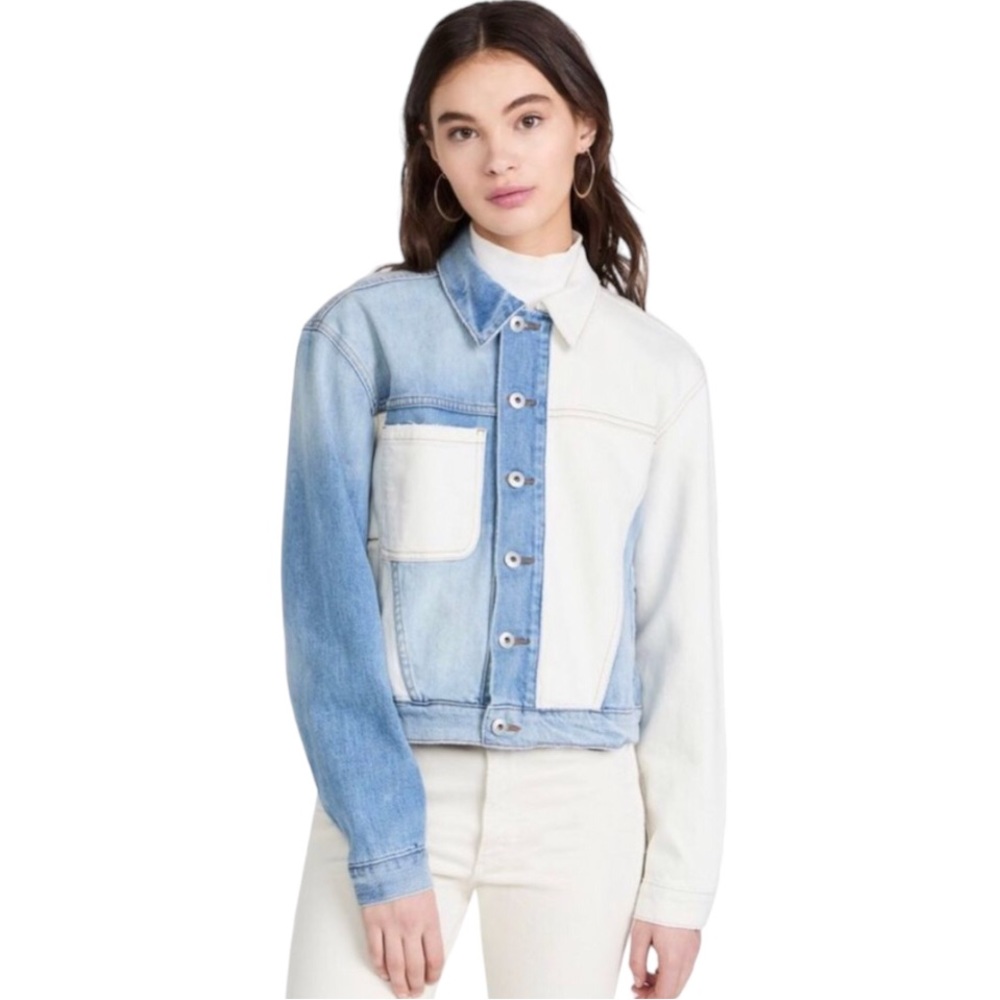 NEW Jonathan Simkhai Emma Two Toned Colorblock Denim Jacket Women’s Size Small